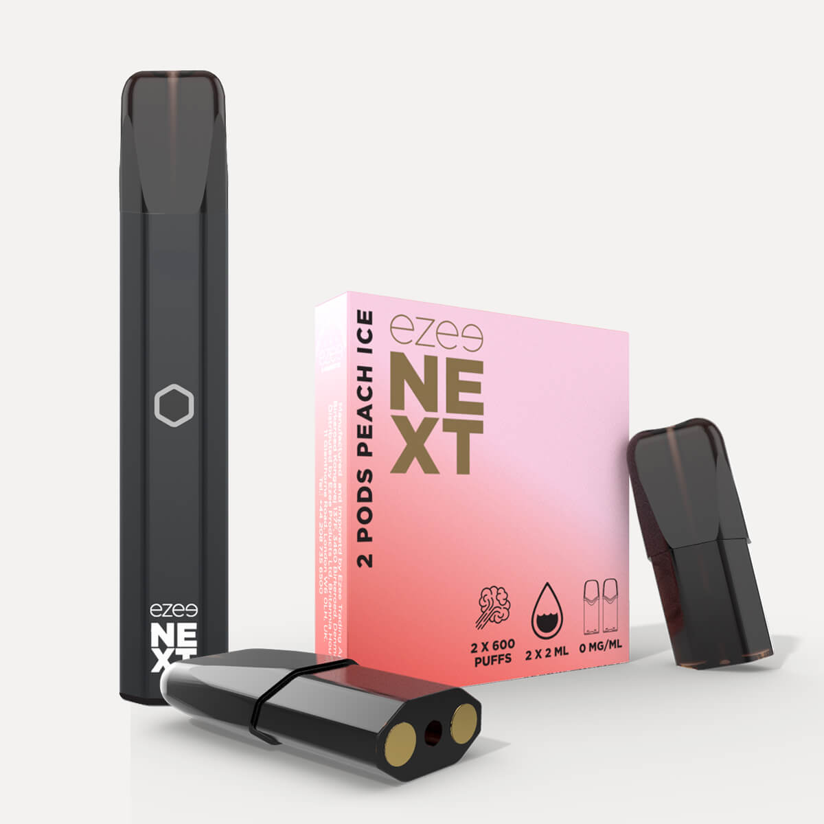Ezee Next Pod Kit de inicio Negro - Melocotón Ice Sin Nicotina