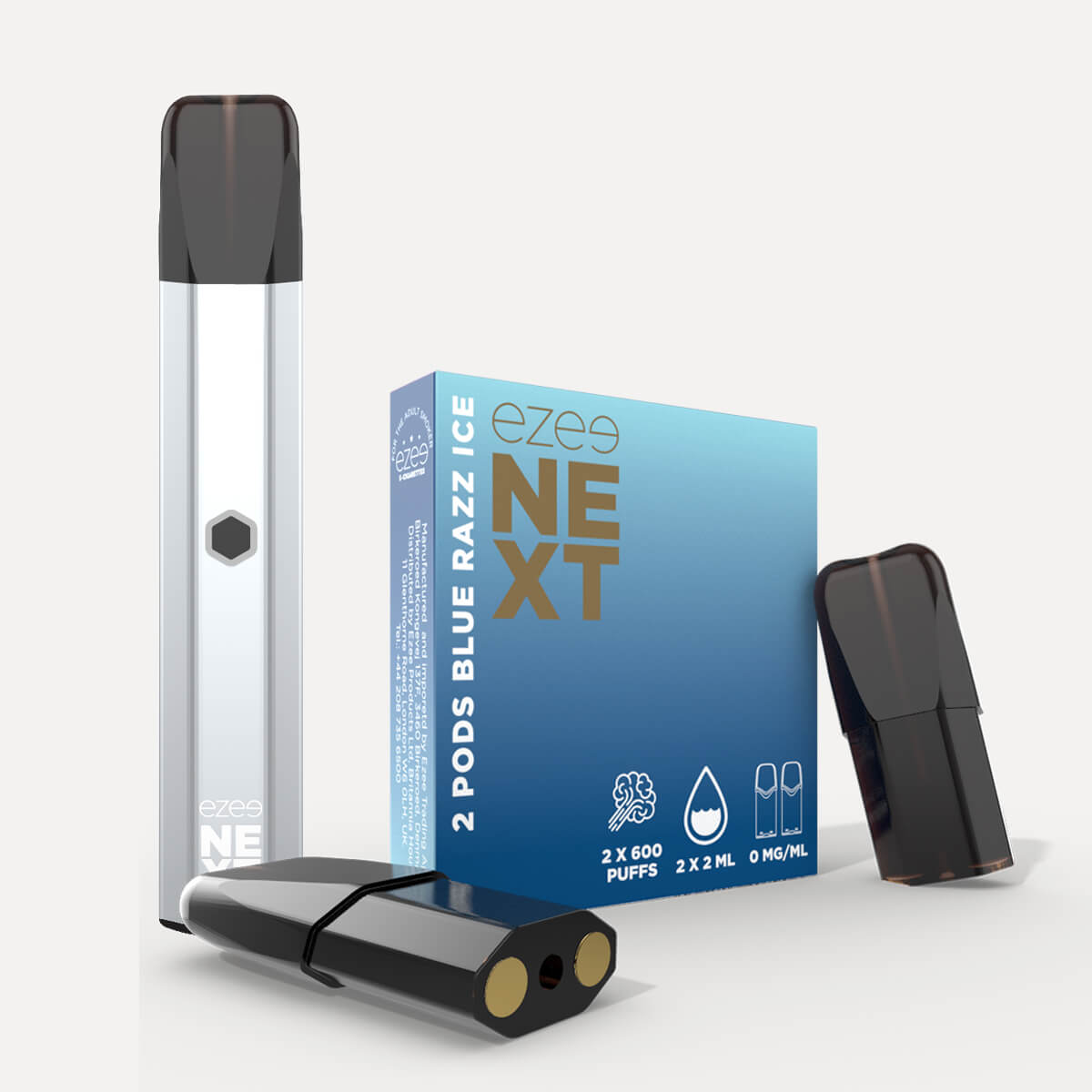 Ezee Next Pod Kit de inicio Plata - Blue Razz Ice Sin Nicotina
