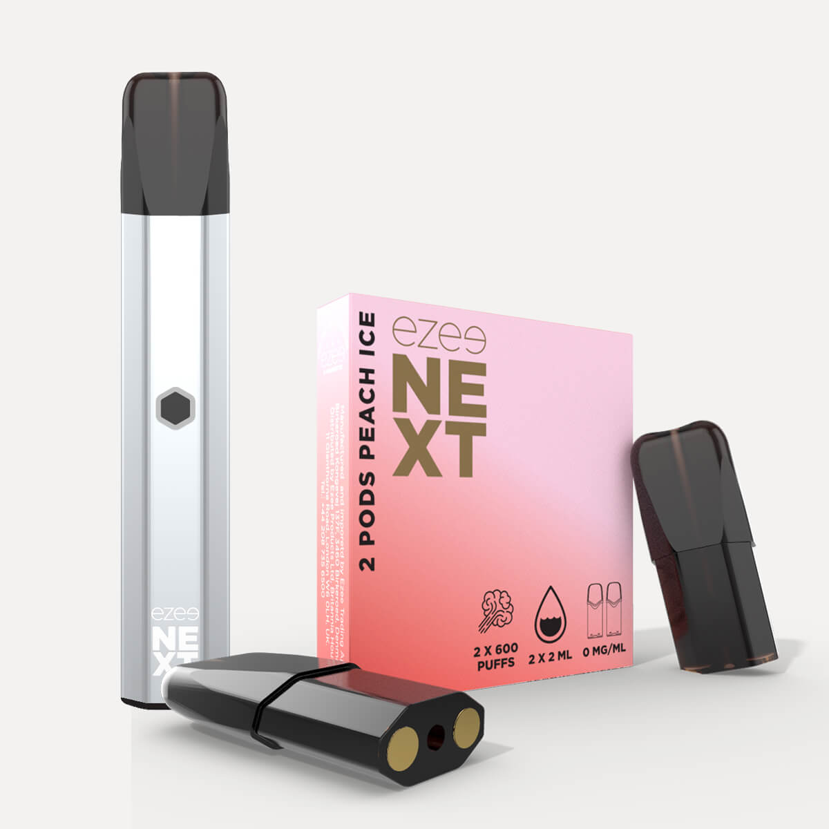 Ezee Next Pod Kit de inicio Plata - Melocotón Ice Sin Nicotina