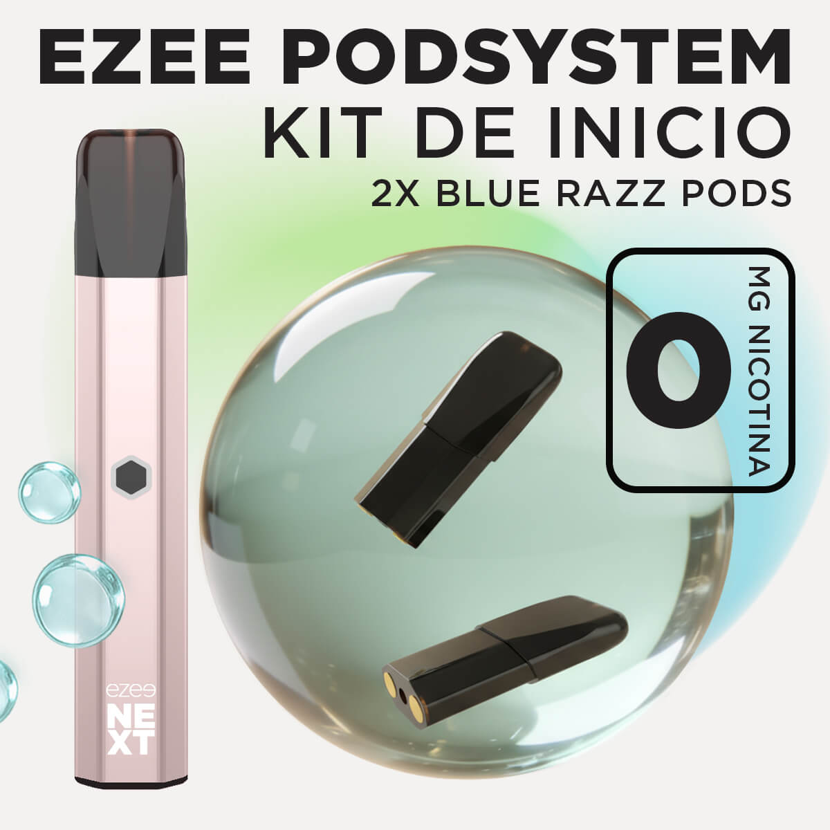 Ezee Next Pod Kit de inicio Beige - Blue Razz Ice Sin Nicotina