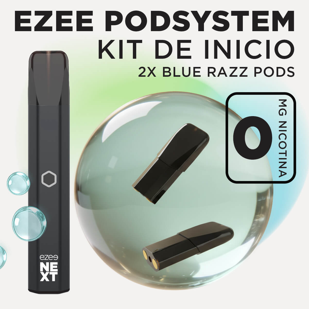 Ezee Next Pod Kit de inicio Negro - Blue Razz Ice Sin Nicotina
