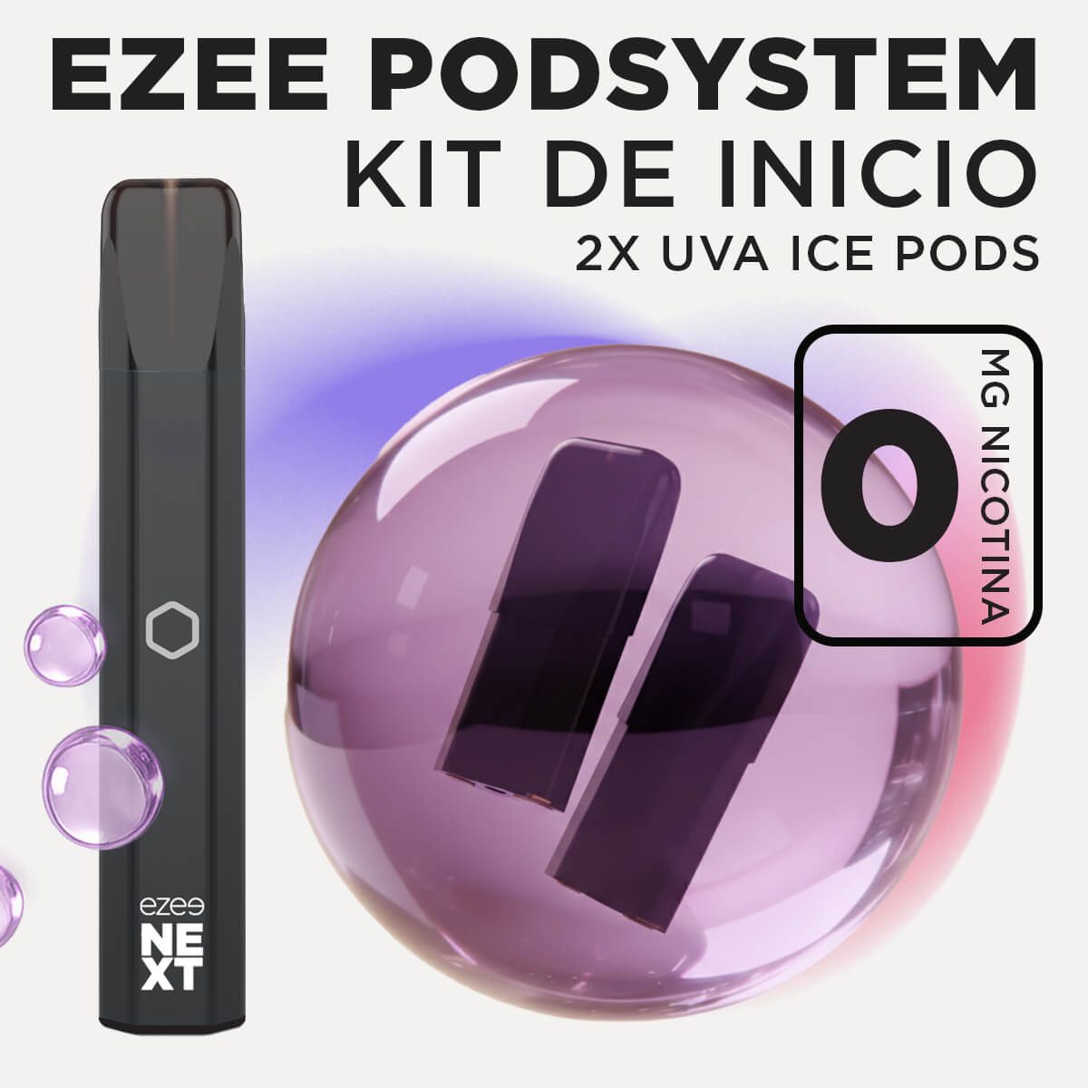 Ezee Next Pod Kit de inicio Negro - Uva Ice Sin Nicotina