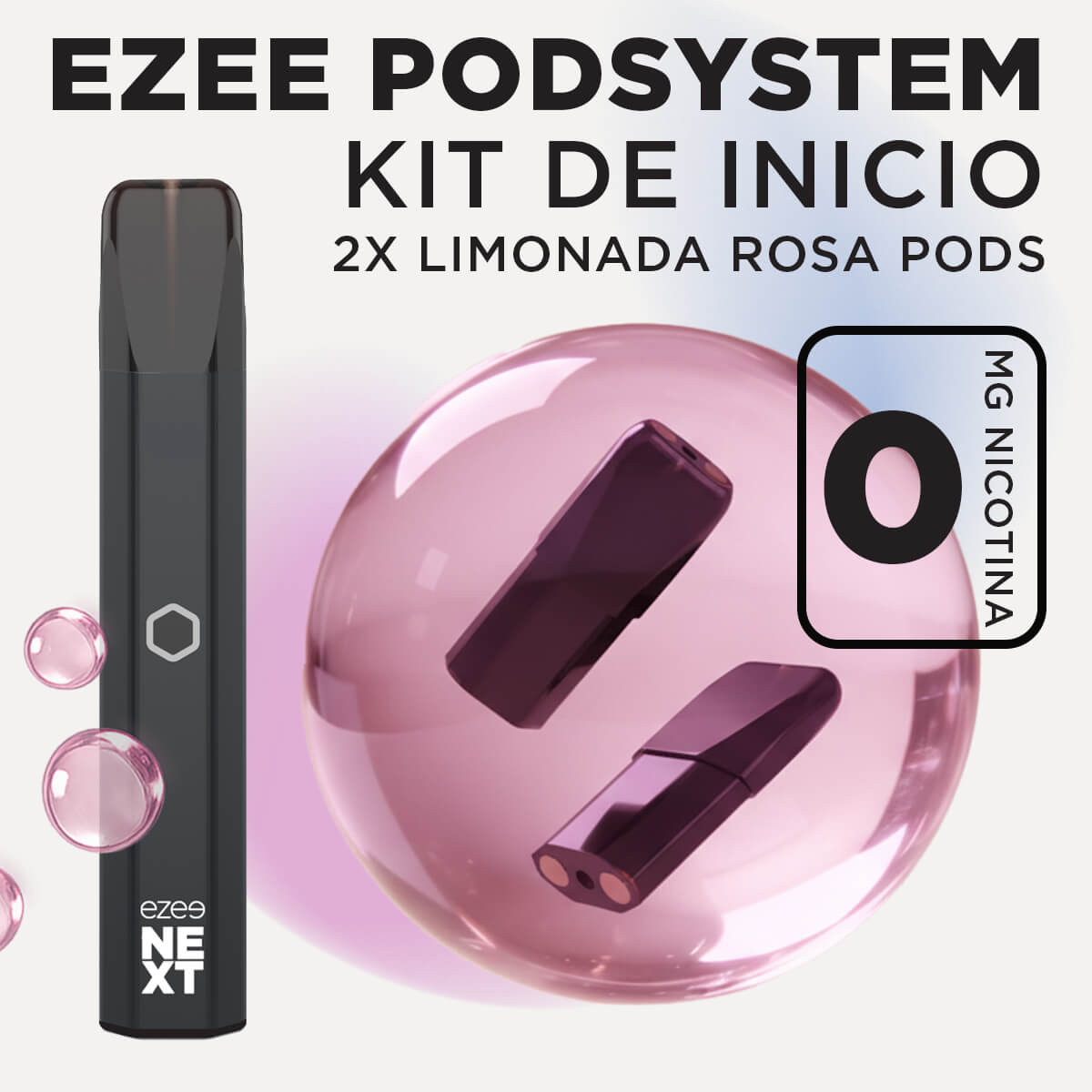 Ezee Next Pod Kit de inicio Negro - Limonada rosa Sin Nicotina