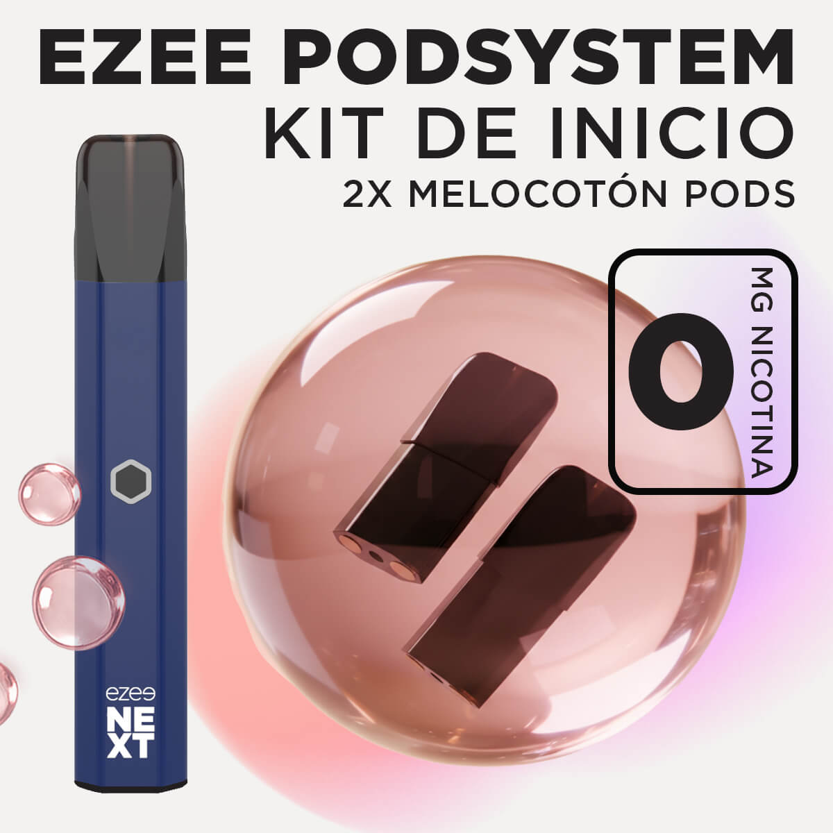 Ezee Next Pod Kit de inicio Azul - Melocotón Ice Sin Nicotina