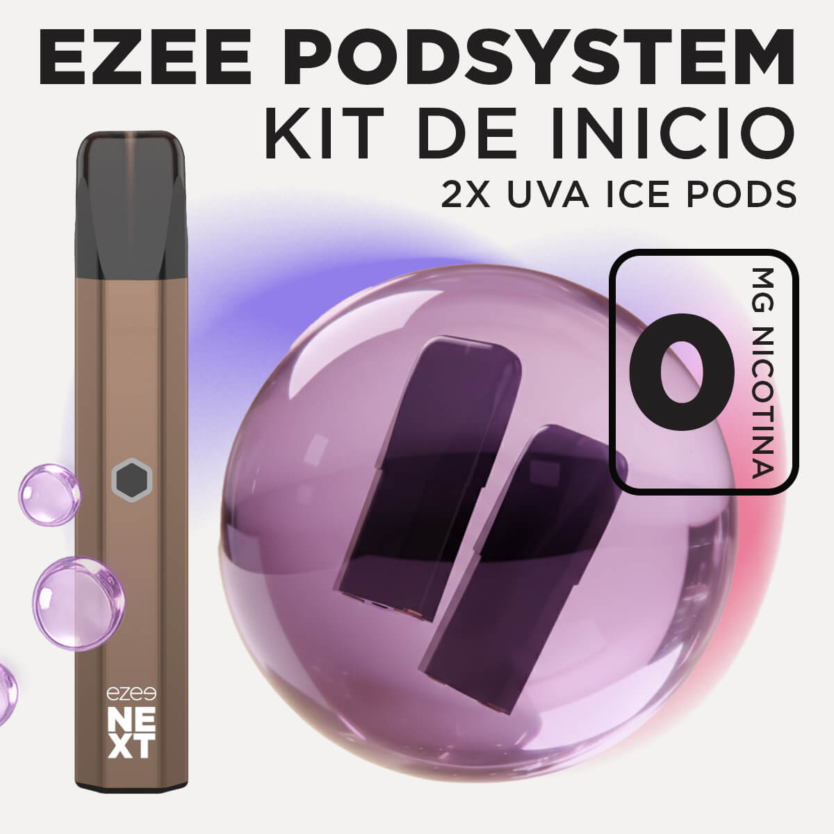 Ezee Next Pod Kit de inicio Marrón - Uva Ice Sin Nicotina