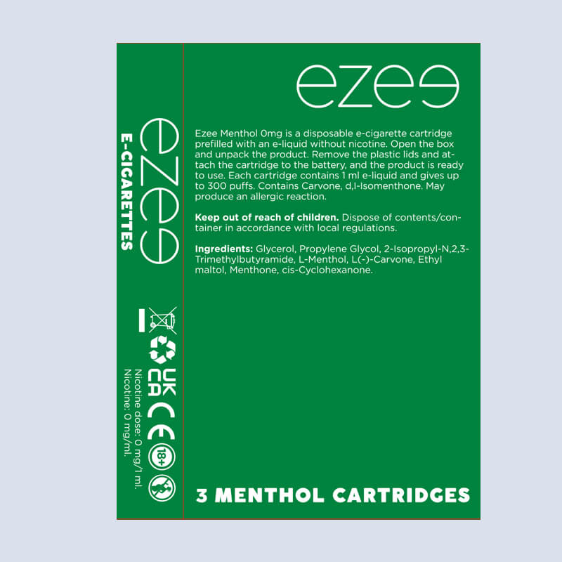 Ezee Cartuchos Mentol Sin Nicotina (x3)