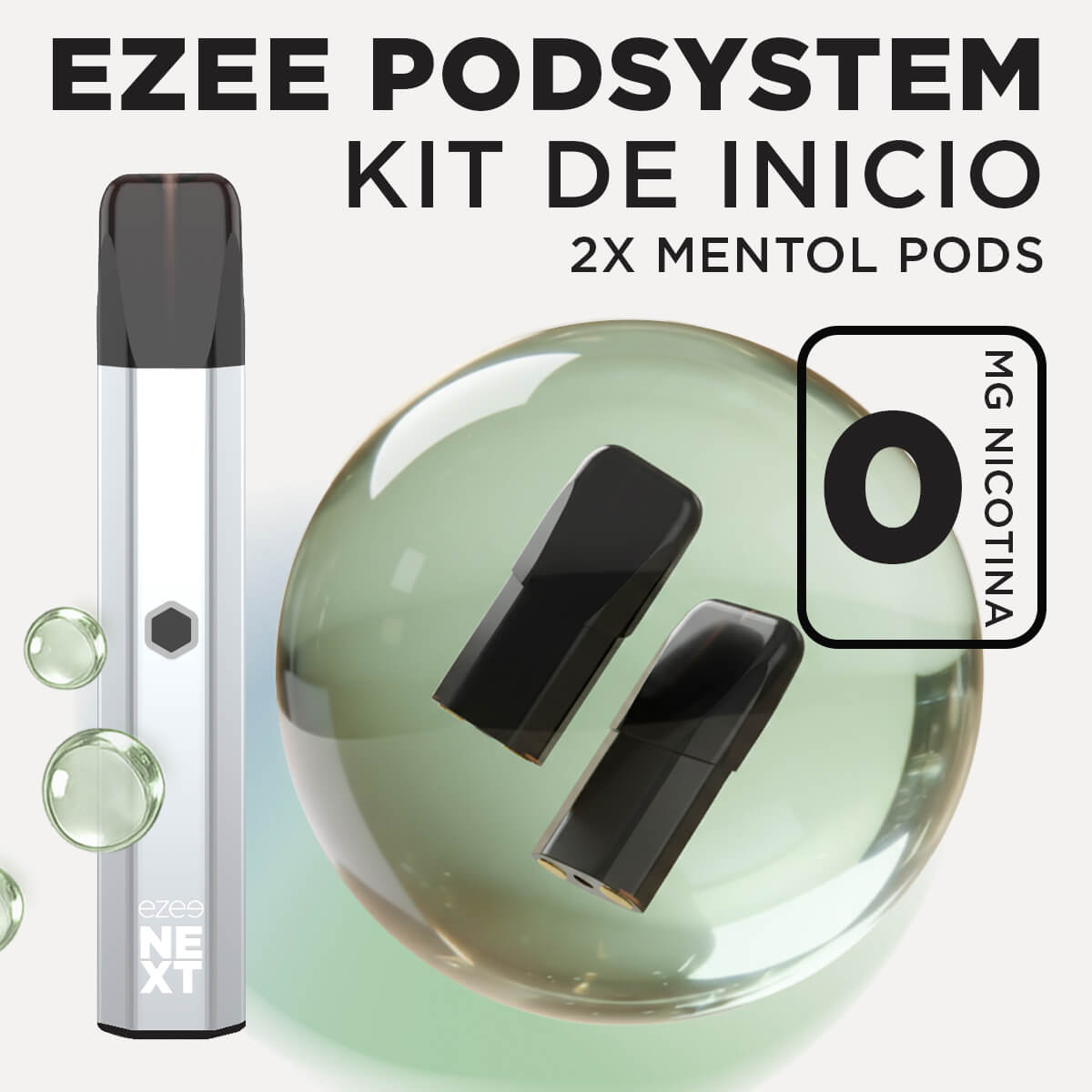 Ezee Next Pod Kit de inicio Plata - Mentol Sin Nicotina
