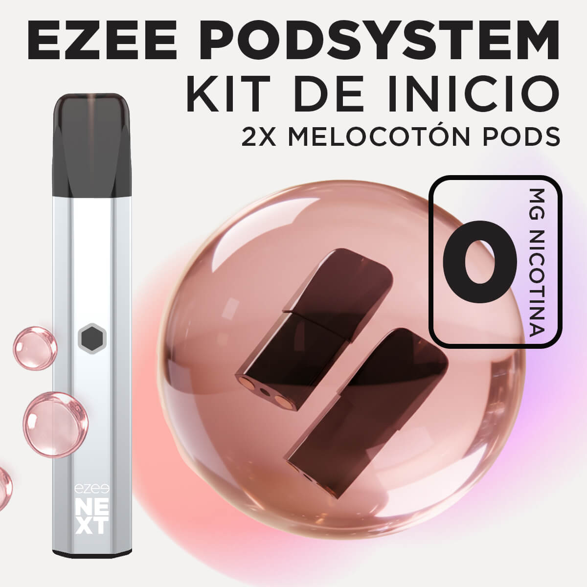 Ezee Next Pod Kit de inicio Plata - Melocotón Ice Sin Nicotina