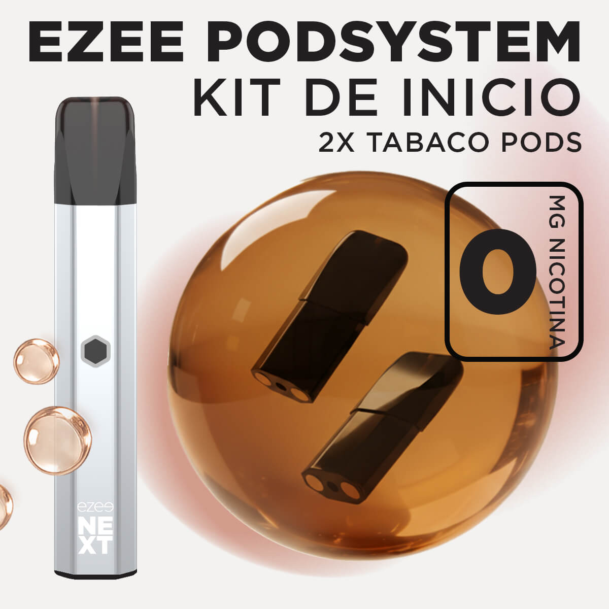 Ezee Next Pod Kit de inicio Plata - Tabaco Sin Nicotina