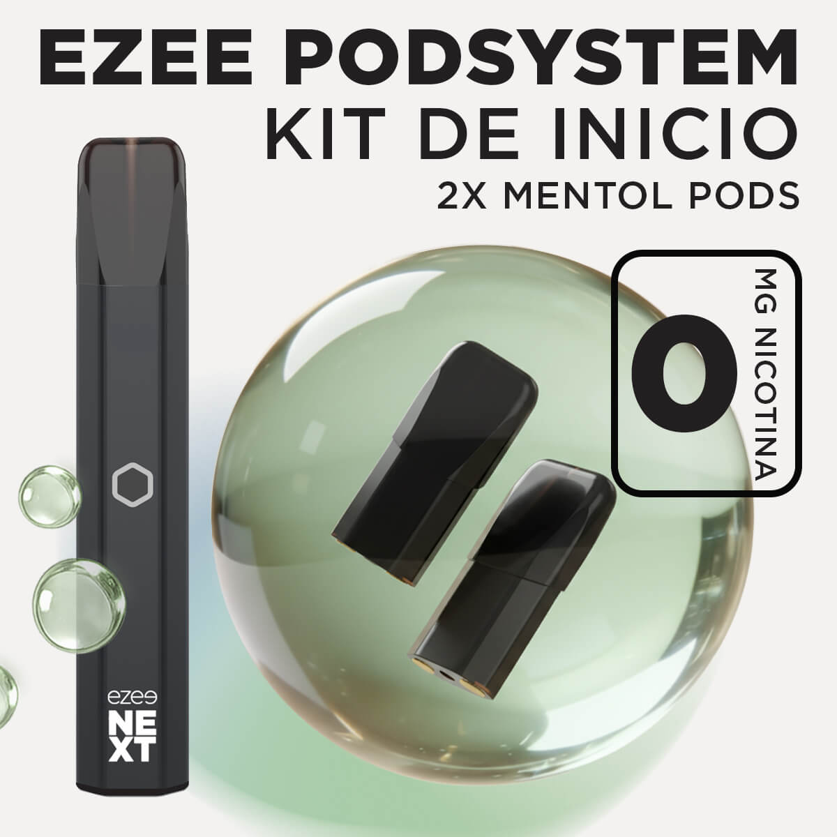Ezee Next Pod Kit de inicio Negro - Mentol Sin Nicotina