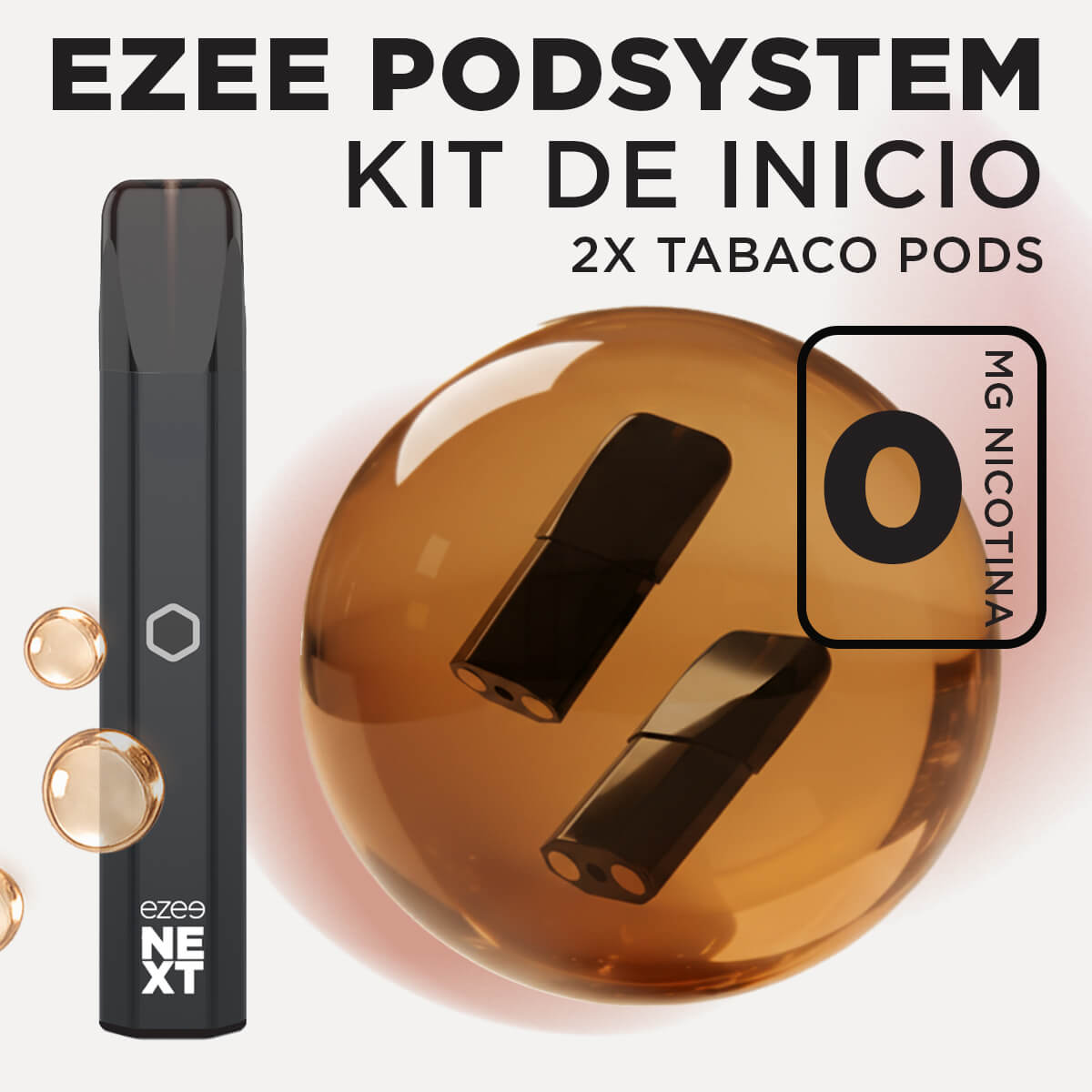 Ezee Next Pod Kit de inicio Negro - Tabaco Sin Nicotina